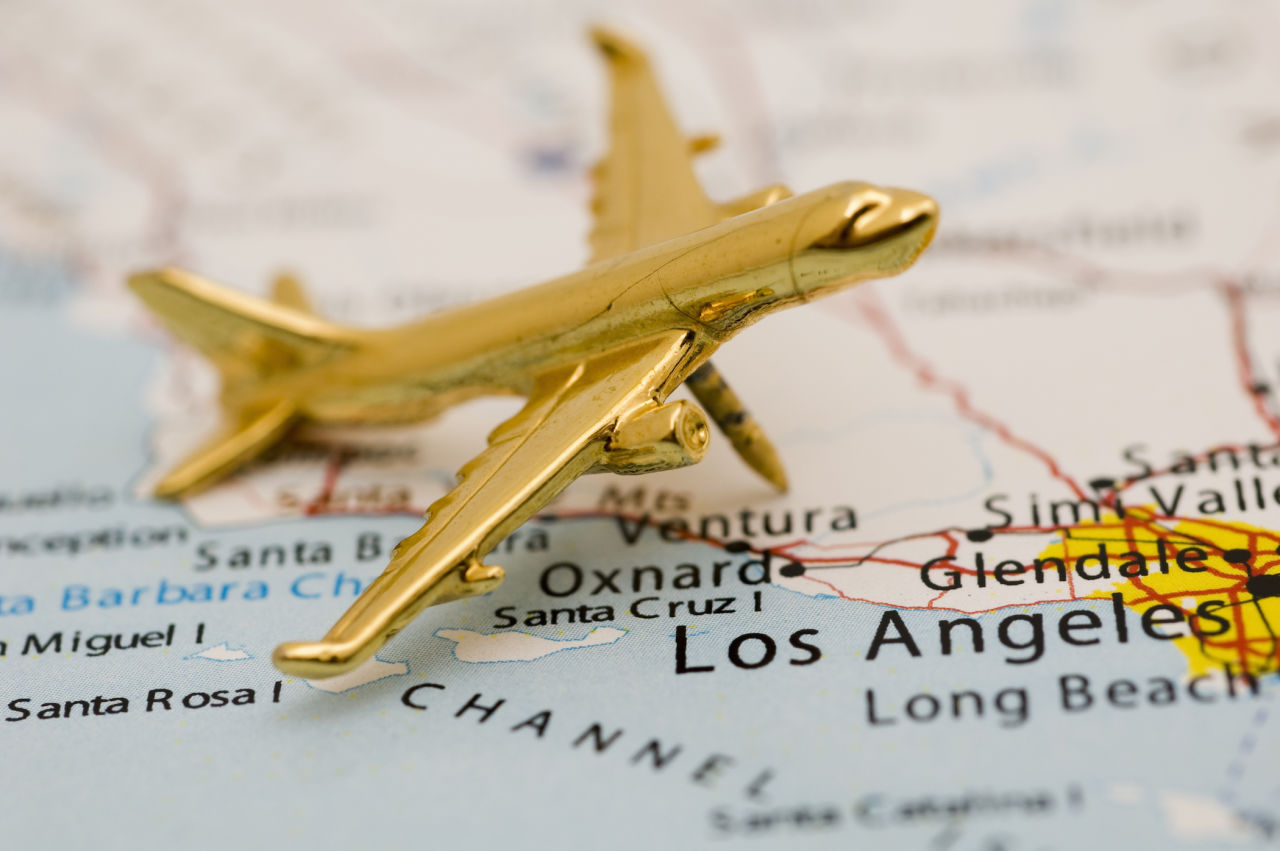 golden plane on a map